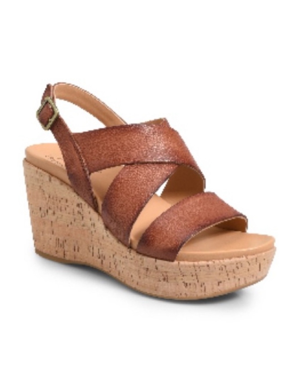 Kork-Ease Tan Cork Wedge Sandals - Stylish Strappy Platform size 6